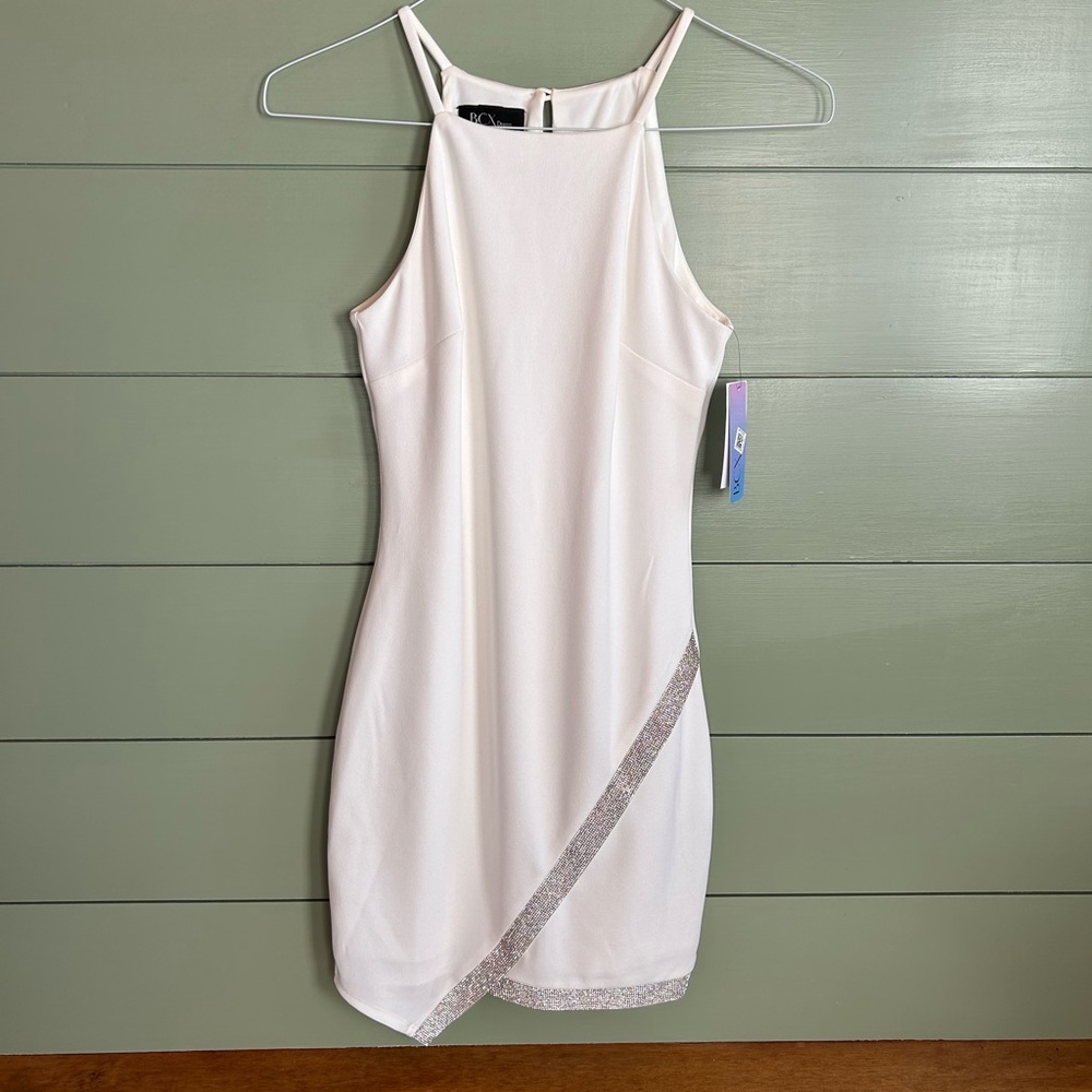 BCX Juniors asymmetrical hem rhinestone dress